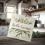 Olivier rustique & Branches Bella Cucina Brown<br><div class="desc">Bella Cucina Bouquet d'olive d'aquarelle rustique de branches & feuilles. Script Brown. Mélangez et faites correspondre d'autres tuiles dans ce même thème de coordination pour créer votre look parfait. 100% de satisfaction client avec "Zazzle" tous les jours.</div>