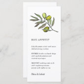 Olivier vert. Menu mariage simple et moderne (Devant / Derrière)