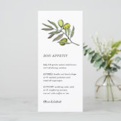 Olivier vert. Menu mariage simple et moderne (Debout devant)