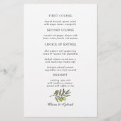 Olivier vert. Menu simple et moderne mariage (Devant)