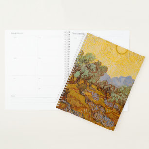 Oliviers de Van Gogh ciel jaune soleil