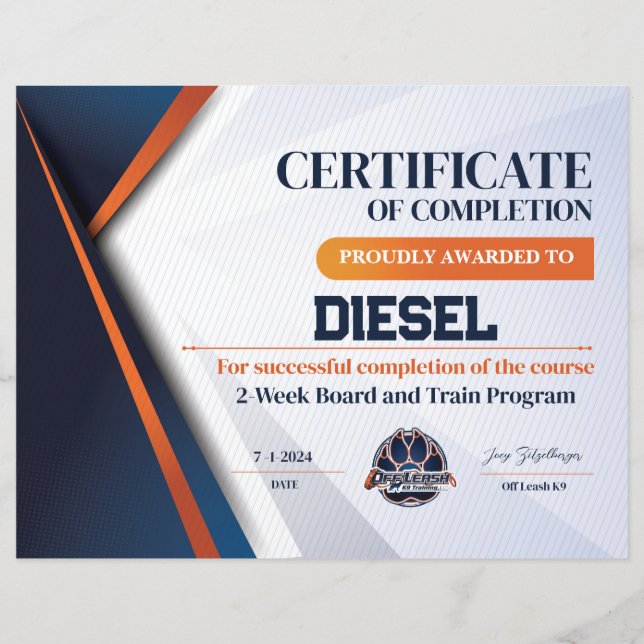 OLK9 Certificaat #10 (Voorkant)