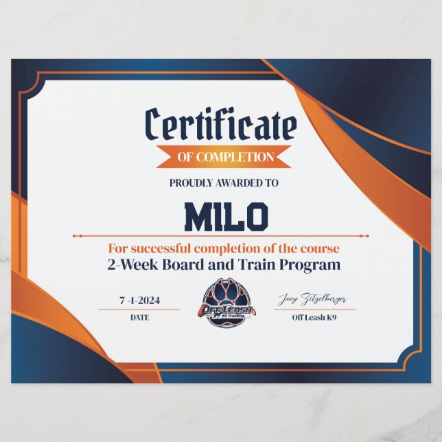 OLK9 Certificaat #11 (Voorkant)