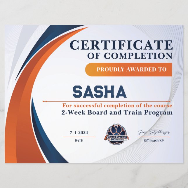 OLK9-certificaat #6 (Voorkant)