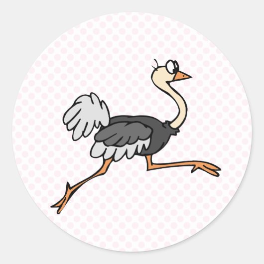 Ollie Ostrich Ronde Sticker (Voorkant)