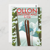 Ollon Zwitserland Ski Briefkaart (Voorkant / Achterkant)