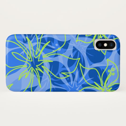 Olowalu Hibiscus Hawaiian Camo Blue Case-Mate iPhone Case (Achterkant (horizontaal))
