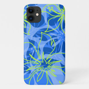 Olowalu Hibiscus Hawaiian Camo Blue iPhone 11 Hoesje