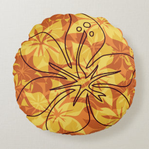 Olowalu Hibiscus Hawaiian Camo Omkeerbaar Rond Kussen