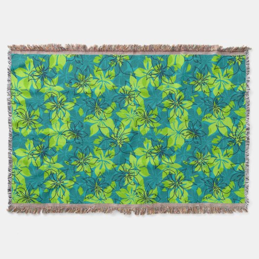 Olowalu Hibiscus Hawaiian Camo Throw Blankets Deken (Voorkant)