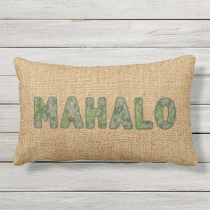 Olowalu Hibiscus Olive Hawaiian Camo Mahalo Word Buitenkussen