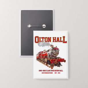 Olton Hall antieke stoomtrein Engelse locomotief Button