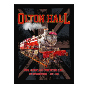 Olton Hall  stoomtrein Engels Locomotief Foto Afdruk