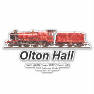 Olton Hall  stoomtrein Engels Locomotief Sticker