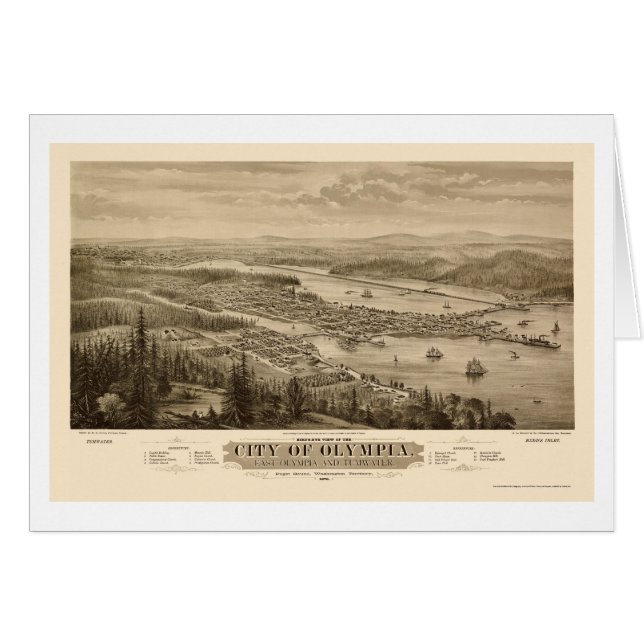 Olympia, carte panoramique de WA - 1879 (Devant horizontal)