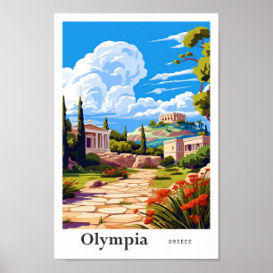 Olympia Griekenland Reizen Kunst Vintage Illustrat Poster
