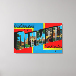 Olympia, Washington - Grote Letter Scenes 2 Canvas Afdruk