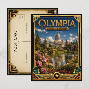 Olympia Washington Vintage Art Deco Gouden Tijdper Briefkaart