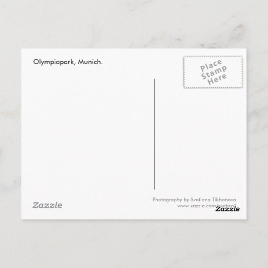 Olympiapark, Munich Carte postale (Dos)
