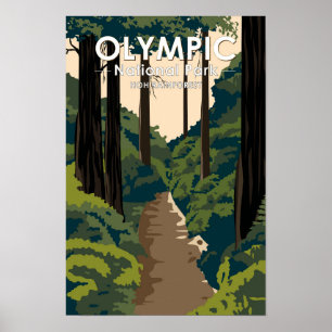 Olympic National Park Hoh Regenwoud Vintage Poster