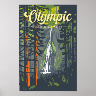 Olympic National Park Illustratie Retro Poster
