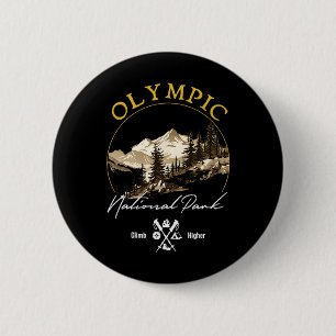 Olympic National Park Retro Kleding - Souv Ronde Button 5,7 Cm
