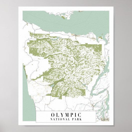 Olympic National Park Retro Street Map Poster (Voorkant)