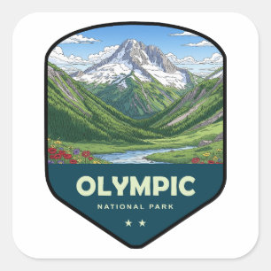Olympic National Park Schild Vierkante Sticker