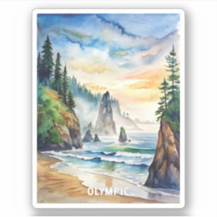 Olympic National Park Waterverf Schilderij Sticker