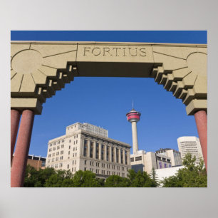 Olympic Plaza en Calgary Tower, Alberta, Canada Poster