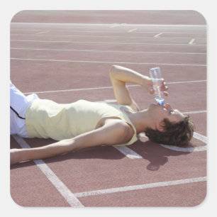 Olympisch atleet van 2012 drink na ras vierkante sticker