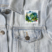 Olympisch Nationaal Park Hoh Rainforest Vierkante Button 5,1 Cm (In situ)