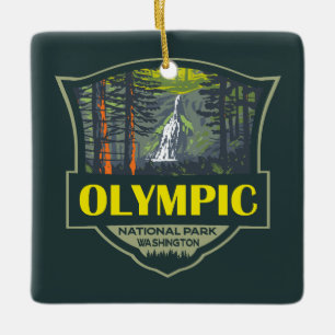 Olympisch Nationaal Park Illustratie Retro Keramisch Ornament