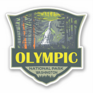 Olympisch Nationaal Park Illustratie Retro Sticker