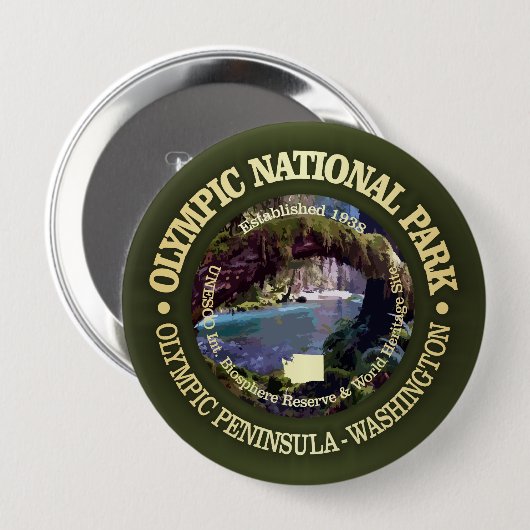 Olympisch Nationaal Park (NP2) Ronde Button 4,0 Cm (Voorkant /achterkant)