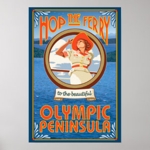 Olympisch schiereiland, Washington Hop the Ferry Poster
