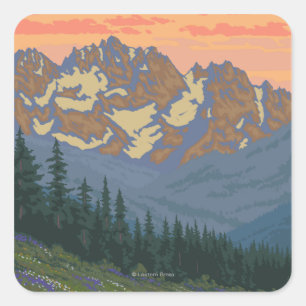 Olympisch schiereiland, Washington Spring Flowers Vierkante Sticker