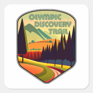 Olympische Discovery Trail Washington State Kleure Vierkante Sticker