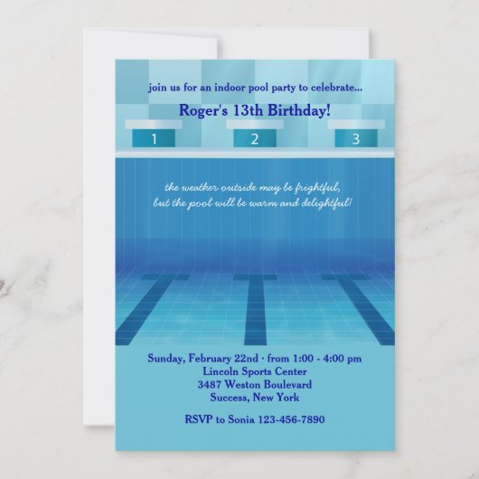 Olympische Pool Party uitnodiging (Voorkant)
