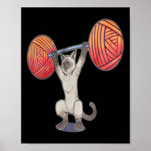 Olympische Snatch Siamese Kat Gewichtheffen Bodybu Poster