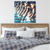 Olympische Spelen: zwemmers klaar om te beginnen Canvas Afdruk (Insitu (Slaapkamer))