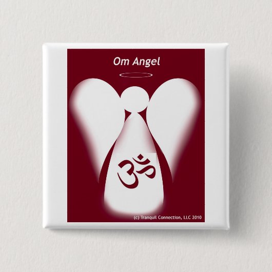 Om Angel Vierkante Button 5,1 Cm (Voorkant)