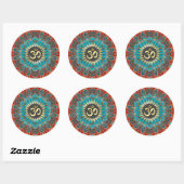 Om Aqua Red Earth Mandala Mindfulness Sticker Yoga (Feuille)