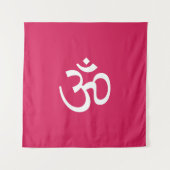 Om Aum contour Icon Ruby roze Hindoeïsme Symbool Wandkleed (Voorkant)
