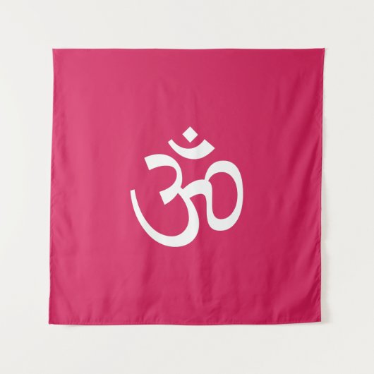 Om Aum contour Icon Ruby roze Hindoeïsme Symbool Wandkleed (Voorkant)
