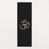 Om Aum contourpictogram, hindoeïssymbool, goudzwar Yogamat (Voorkant)