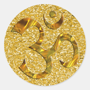 OM / AUM - GOLD Goudsplaatsters Ronde Sticker