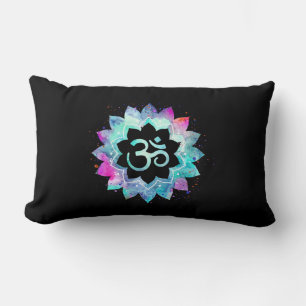 *~* Om Aum Lumbar Turquoise Blue Magenta zwart Kussen