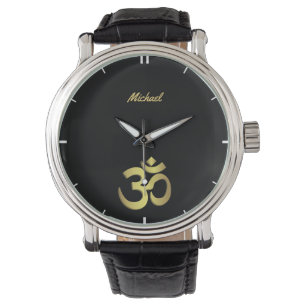 Om (Aum) Namaste de naam van het yogasymbool Horloge