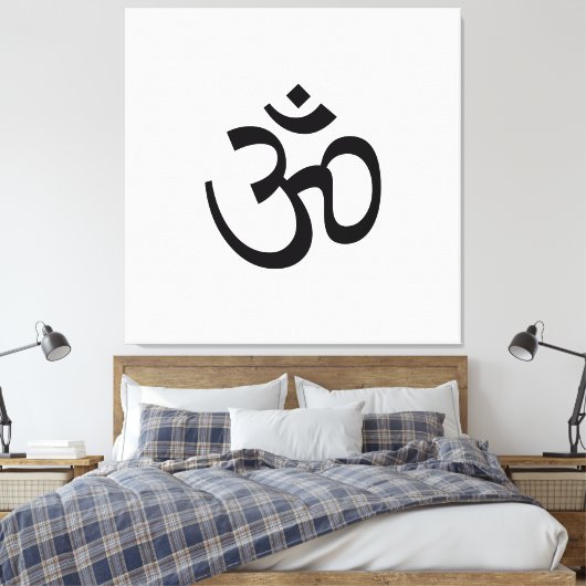 Om Aum overzicht Pictogram, Hindoeïssymbool, zwart Canvas Afdruk (Insitu (Slaapkamer))